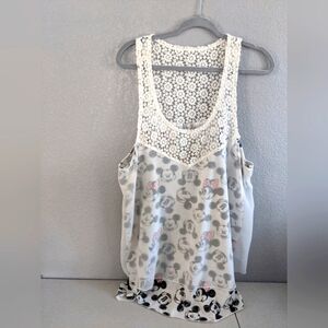 Women's Disney Blouse Top Sheer Lace Mickey Minnie Mouse Wedding Coquette
